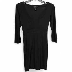 Forever 21 Chic Black Ribbed V-Neck Dress